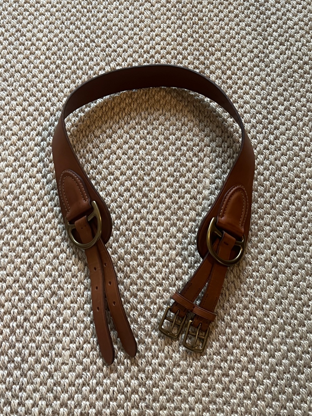 Ralph Lauren RL67 Equestrian 
Belt Saddle Leather Double Buckle Brass Hardware